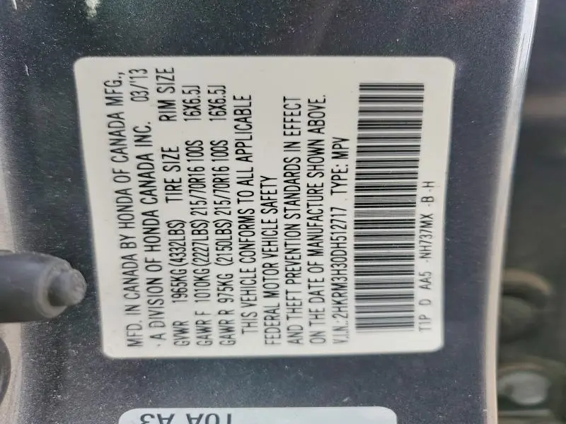 2013 HONDA CR-V LX  