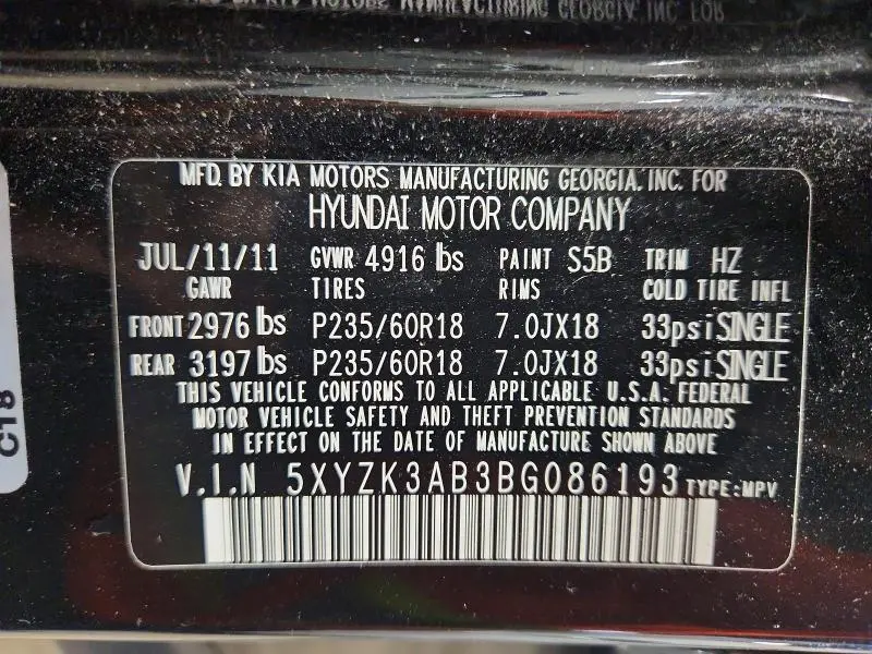 2011 HYUNDAI SANTA FE LIMITED  