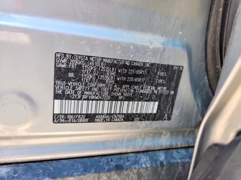 2019 TOYOTA RAV4 LE  