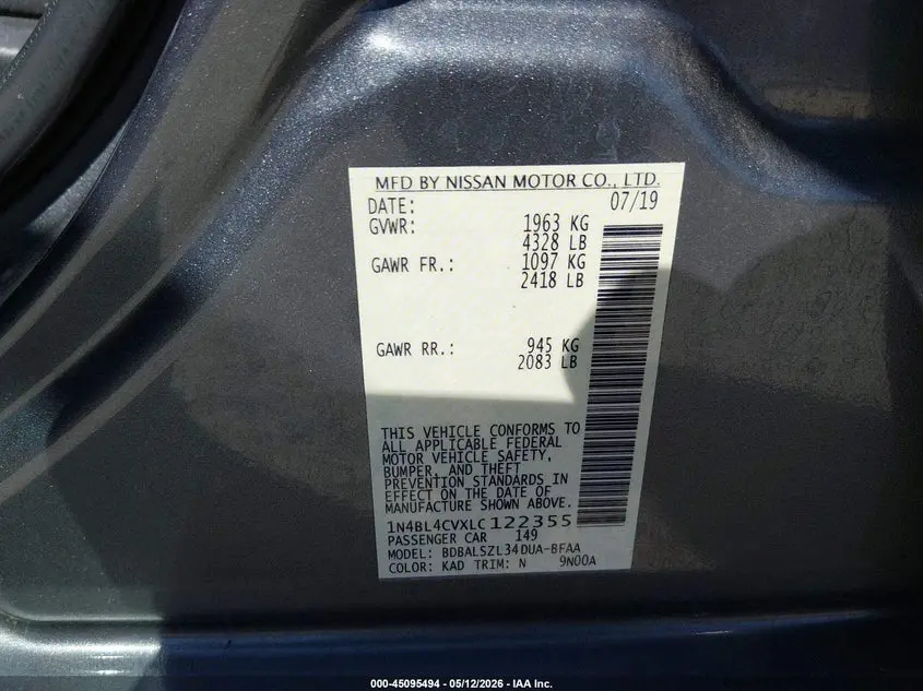 2020 NISSAN ALTIMA SR FWD