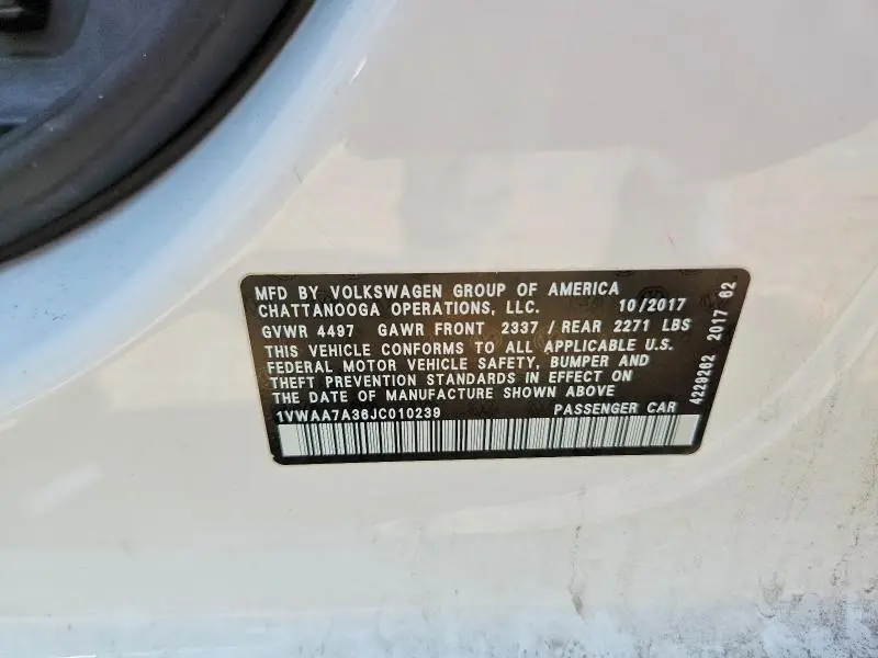 2018 VOLKSWAGEN PASSAT S/R-LINE  