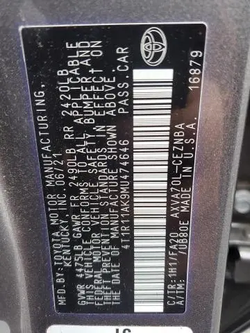 2021 TOYOTA CAMRY LE  