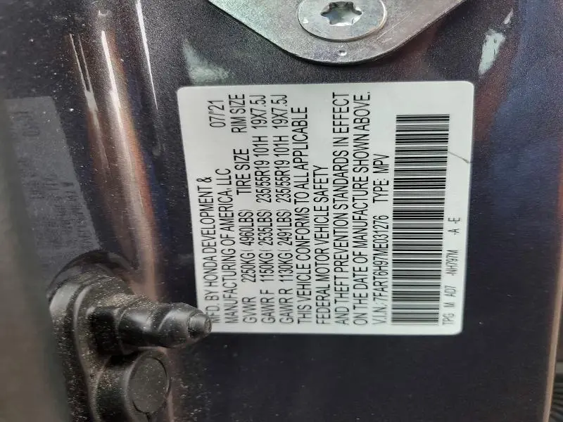 2021 HONDA CR-V TOURING  