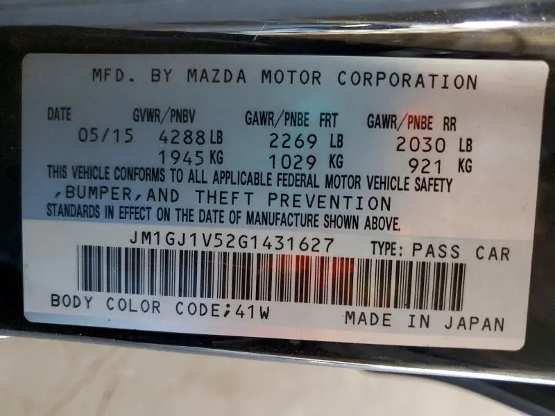 2016 MAZDA 6 TOURING  