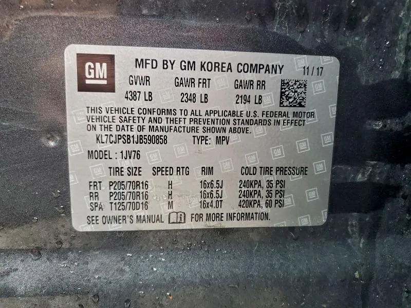 2018 CHEVROLET TRAX 1LT  