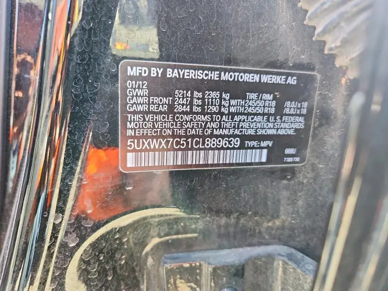 2012 BMW X3 XDRIVE35I  