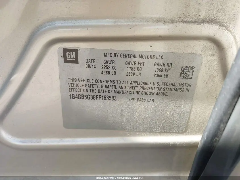 2015 BUICK LACROSSE LEATHER