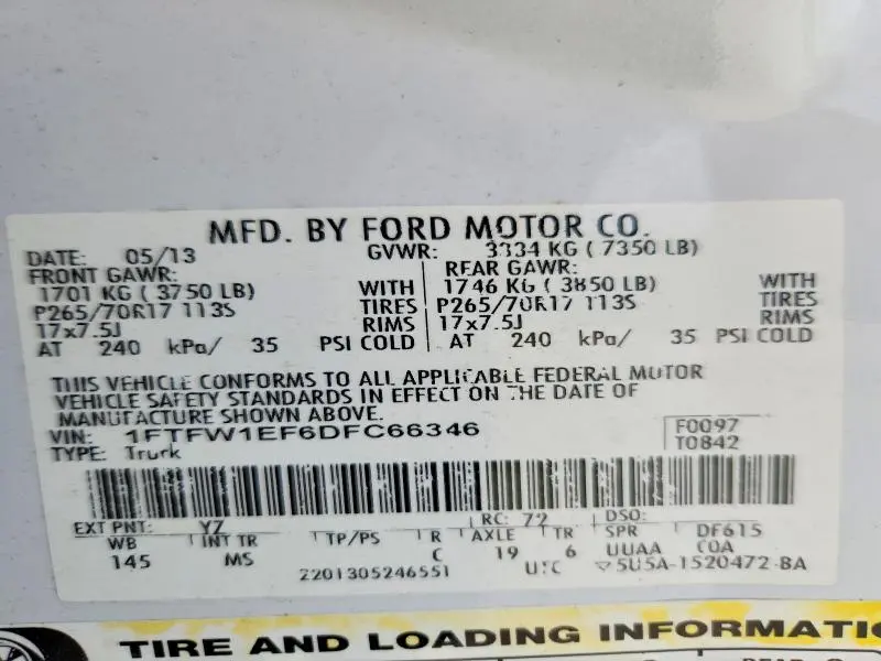 2013 FORD F150 SUPERCREW  