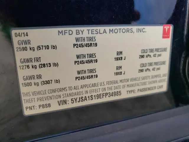 2014 TESLA MODEL S   