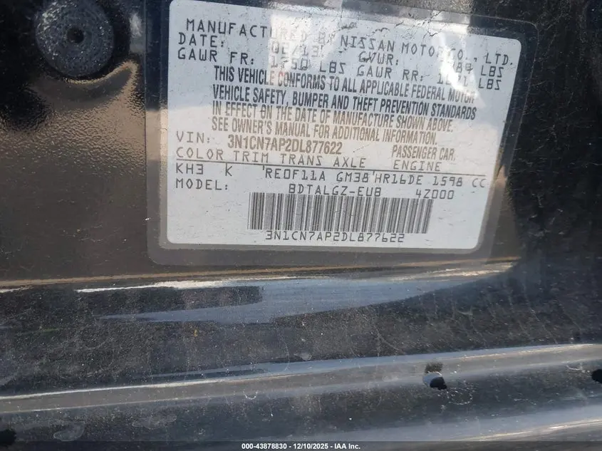 2013 NISSAN VERSA 1.6 SL