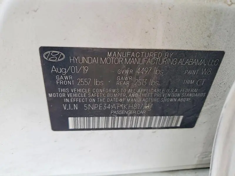 2019 HYUNDAI SONATA SPORT  