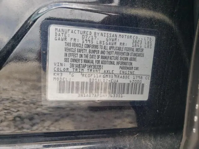 2017 NISSAN SENTRA S  