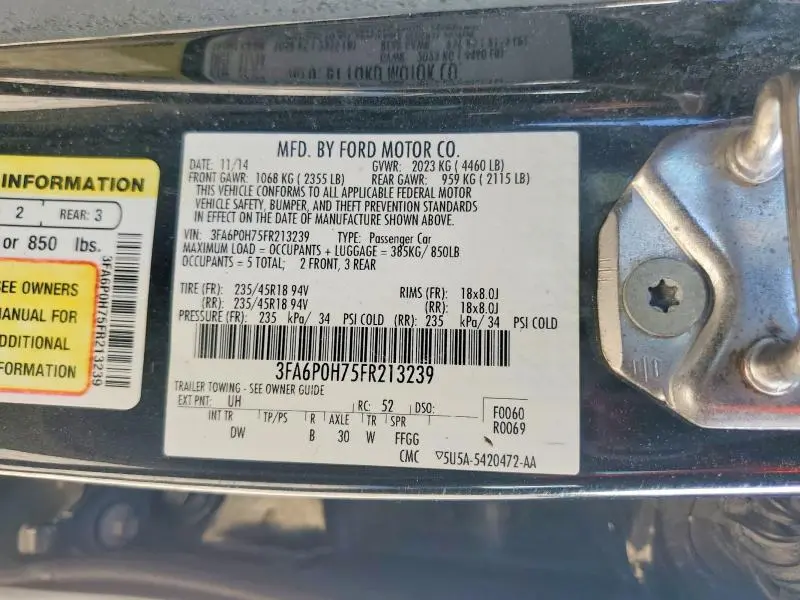 2015 FORD FUSION SE  