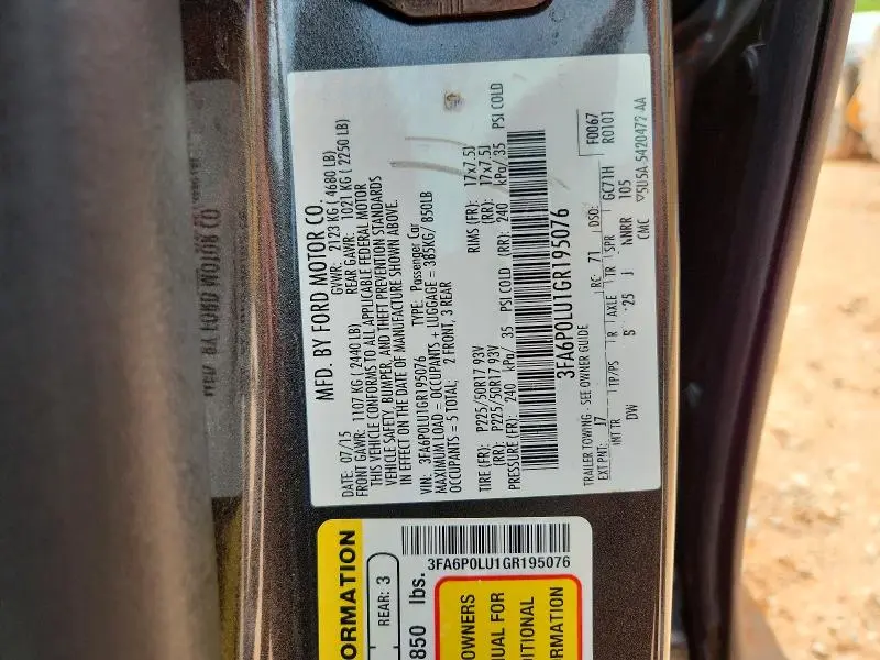 2016 FORD FUSION SE HYBRID  