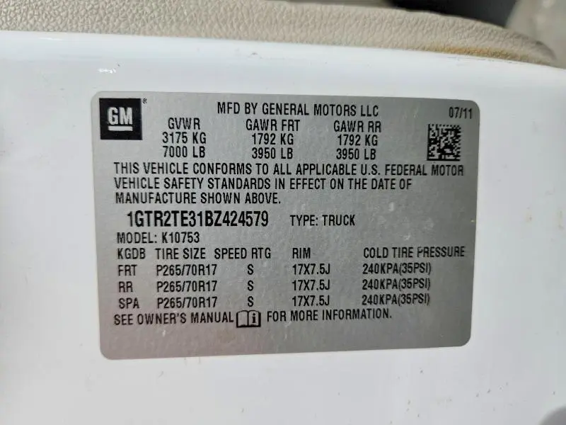 2011 GMC SIERRA K1500  