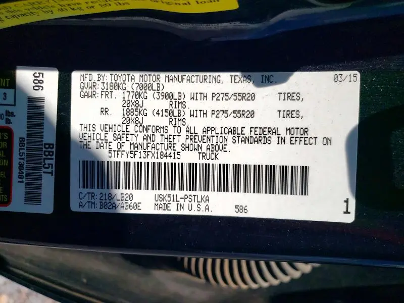 2015 TOYOTA TUNDRA CREWMAX LIMITED  