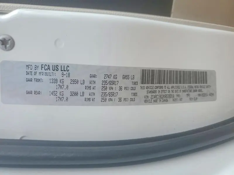 2019 CHRYSLER PACIFICA TOURING L  