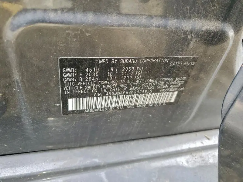 2019 SUBARU LEGACY 2.5I PREMIUM  