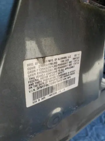 2011 HONDA PILOT EXLN  