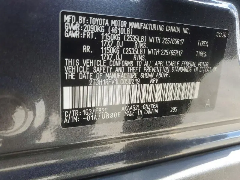 2020 TOYOTA RAV4 LE  