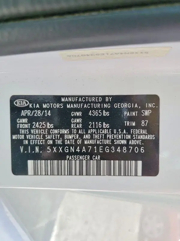 2014 KIA OPTIMA EX  