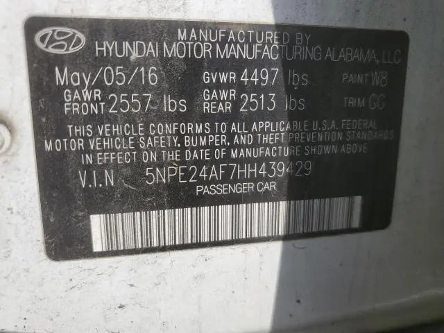 2017 HYUNDAI SONATA SE  