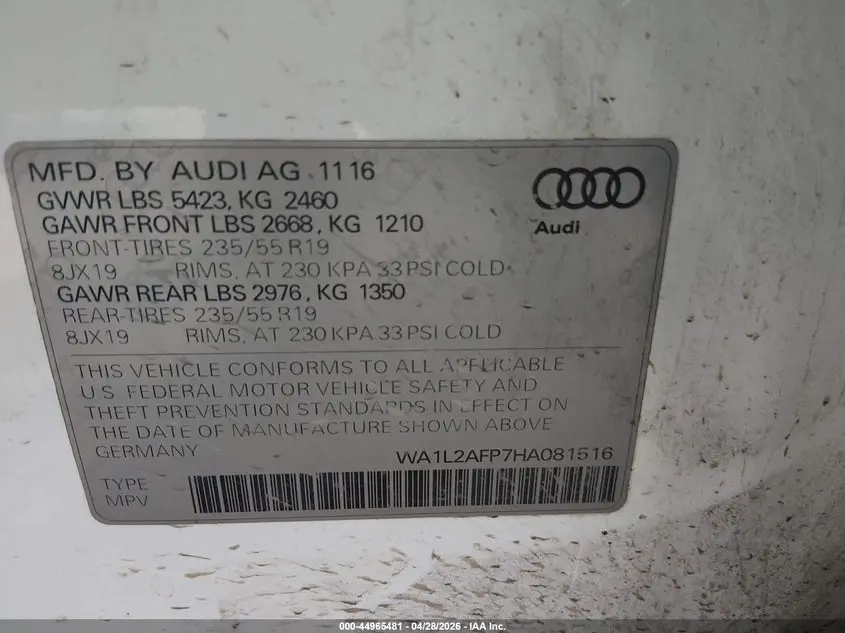 2017 AUDI Q5 2.0T PREMIUM