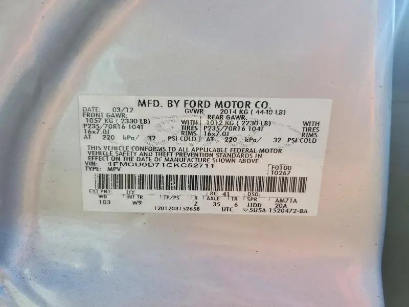 2012 FORD ESCAPE XLT  