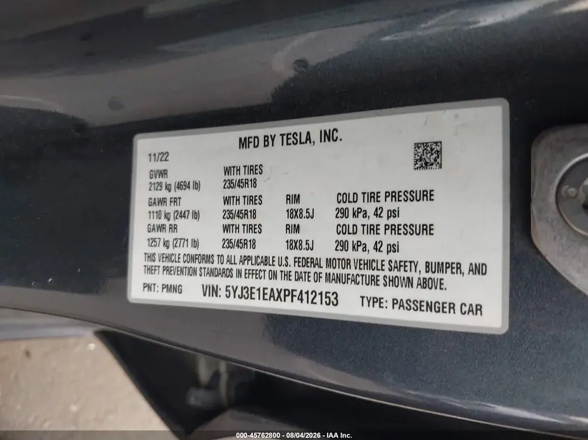 2023 TESLA MODEL 3 REAR-WHEEL DRIVE