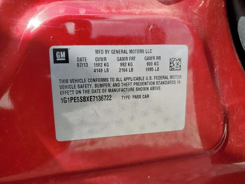 2014 CHEVROLET CRUZE LT  