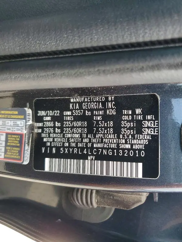 2022 KIA SORENTO S  