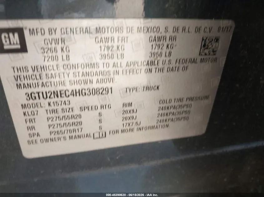 2017 GMC SIERRA 1500 SLT