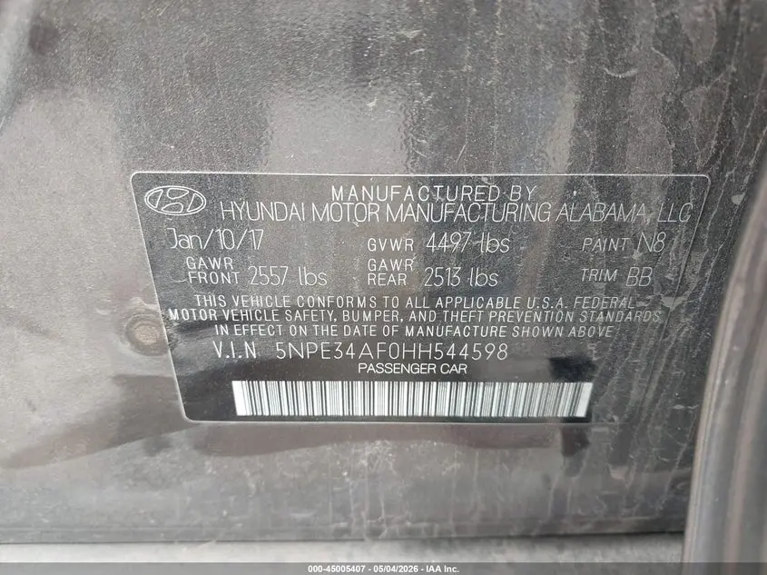2017 HYUNDAI SONATA SPORT