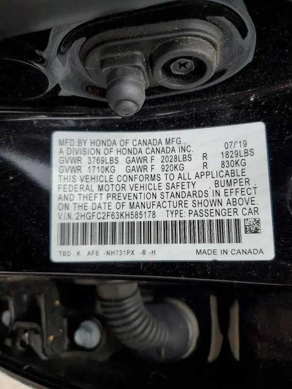 2019 HONDA CIVIC LX  