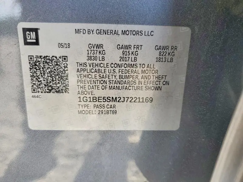2018 CHEVROLET CRUZE LT  