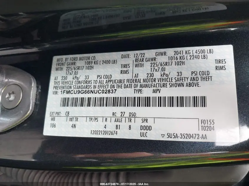 2022 FORD ESCAPE SE