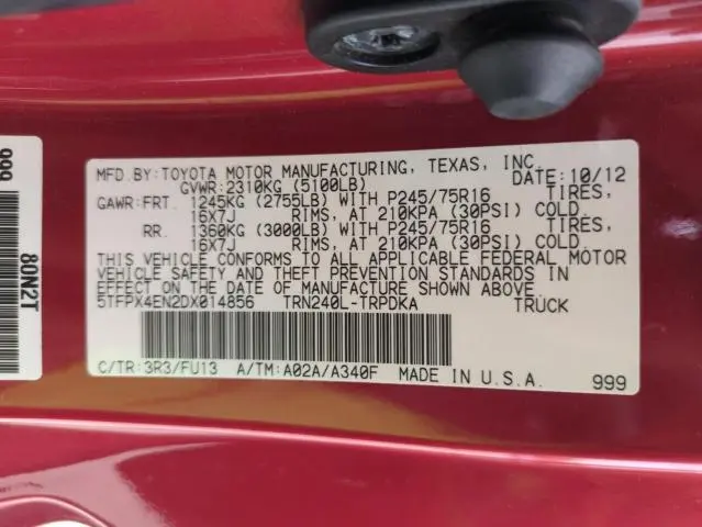 2013 TOYOTA TACOMA   