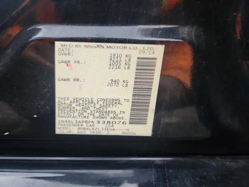 2015 NISSAN ALTIMA 2.5 SL  