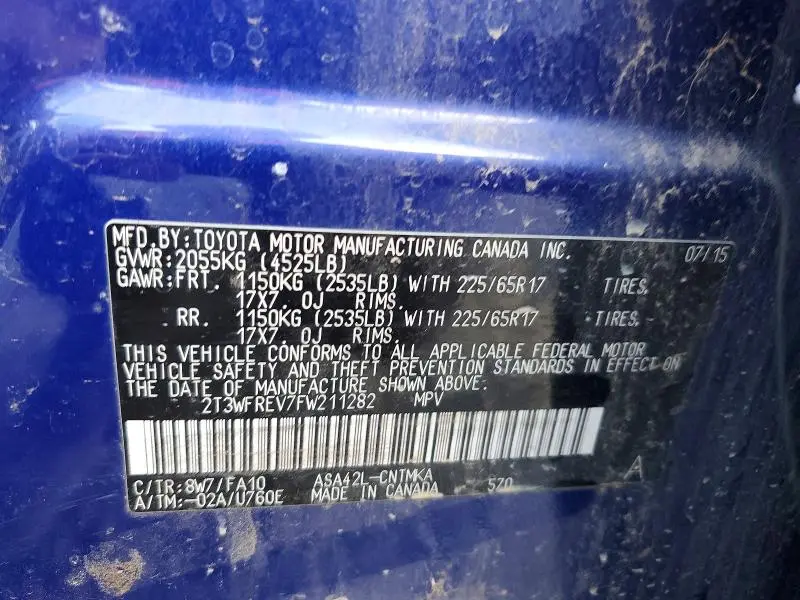 2015 TOYOTA RAV4 XLE  