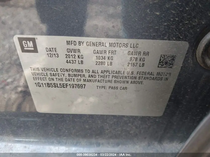 2014 CHEVROLET MALIBU 1LS