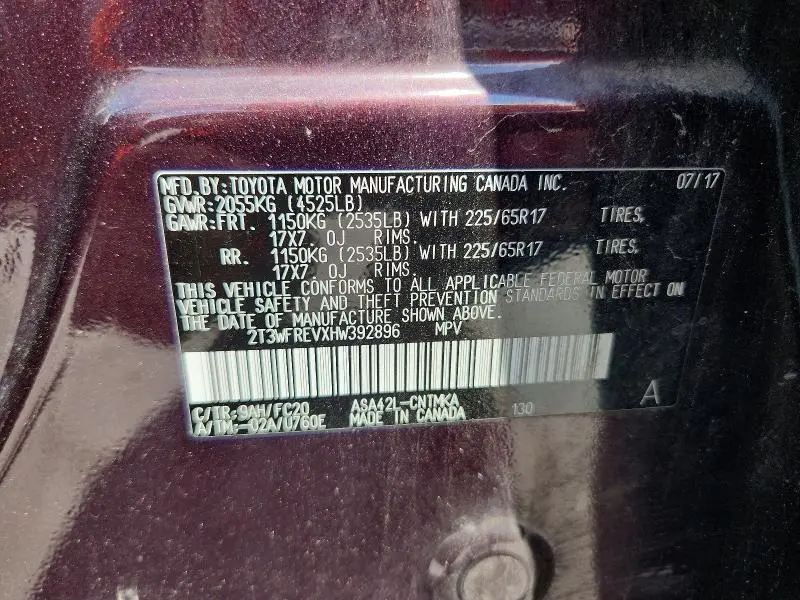 2017 TOYOTA RAV4 XLE  