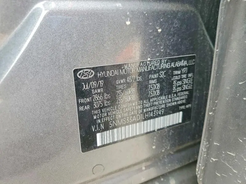 2020 HYUNDAI SANTA FE SEL  