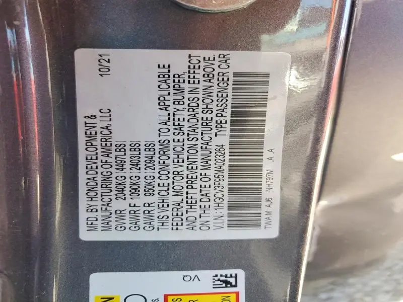 2021 HONDA ACCORD TOURING HYBRID  