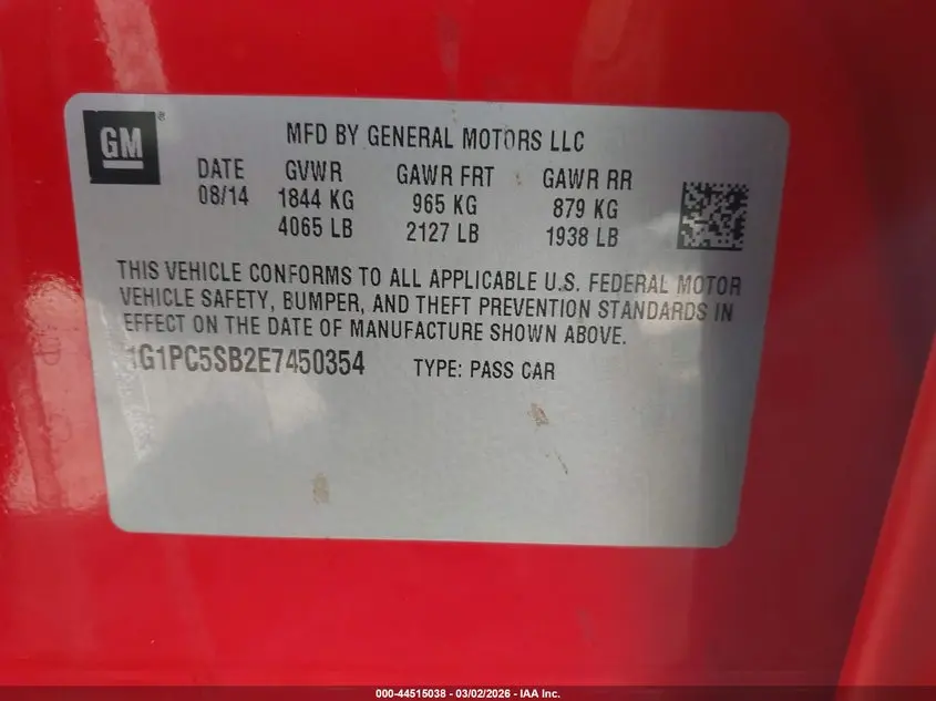 2014 CHEVROLET CRUZE 1LT AUTO