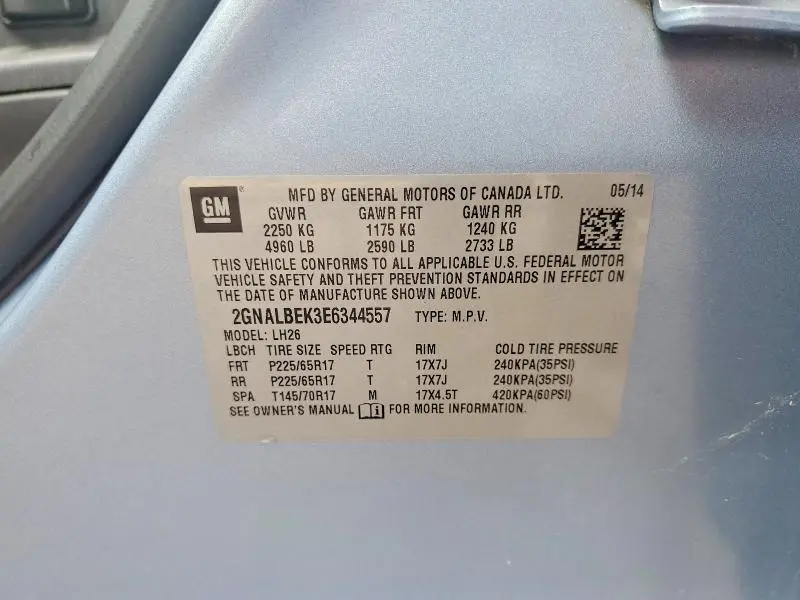 2014 CHEVROLET EQUINOX LT  