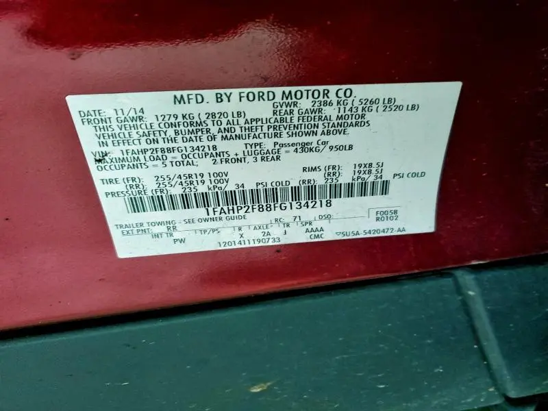 2015 FORD TAURUS LIMITED  