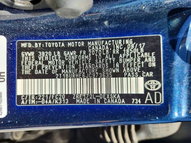 2018 TOYOTA COROLLA SE  