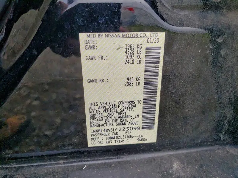 2020 NISSAN ALTIMA S  