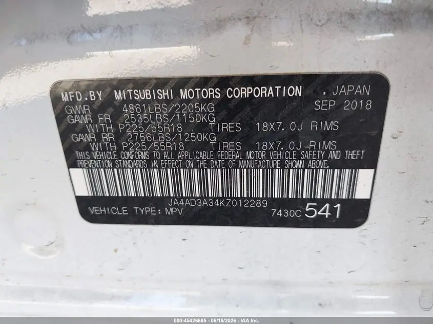 2019 MITSUBISHI OUTLANDER SEL