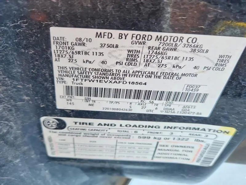 2010 FORD F150 SUPERCREW  